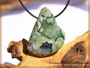 Rhyolith (Regenwaldstein / Augenstein) Trommelstein gebohrt - Fairer Handel / Fair Trade -