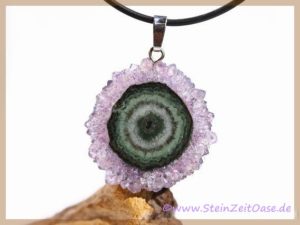 Amethyst-Rose / Amethyst-Rosette Querschnitt Scheibenstein an Silberöse