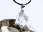 Herkimer-Diamant Kristall Doppelender Rohstein Anhänger Silberöse