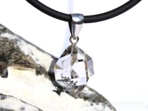 Herkimer-Diamant Kristall Doppelender Rohstein Anhänger Silberöse