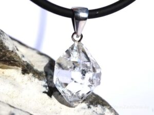Herkimer Diamant Doppelender Kristall Anhänger Silberöse
